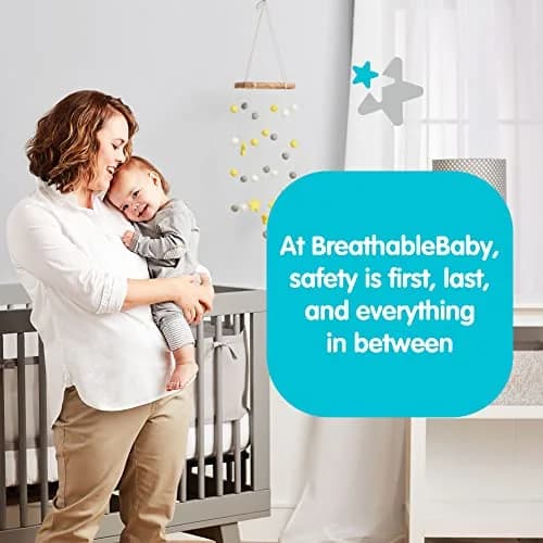AirflowBaby Mesh Crib Liner for Full-Size Slatted Cribs | Lightweight 2mm Mesh Panels, Helps Reduce Slipping, Machine Washable, Gray, 9 inch thumbnail 2