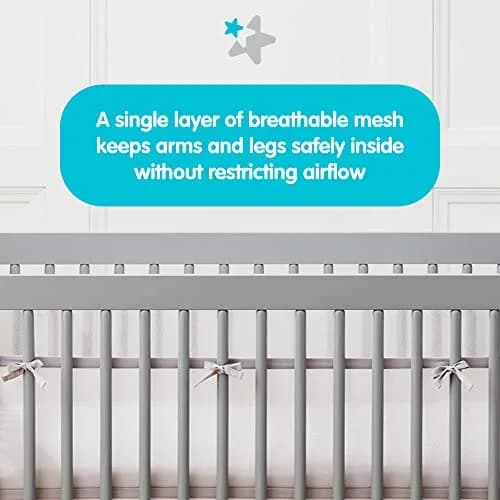 AirflowBaby Mesh Crib Liner for Full-Size Slatted Cribs | Lightweight 2mm Mesh Panels, Helps Reduce Slipping, Machine Washable, Gray, 9 inch thumbnail 3