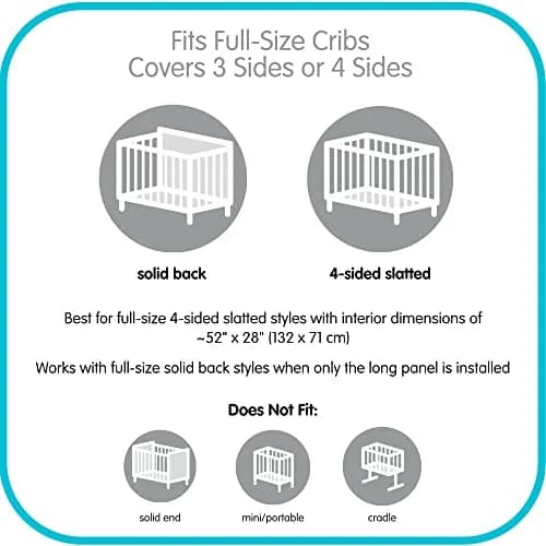 AirflowBaby Mesh Crib Liner for Full-Size Slatted Cribs | Lightweight 2mm Mesh Panels, Helps Reduce Slipping, Machine Washable, Gray, 9 inch thumbnail 4