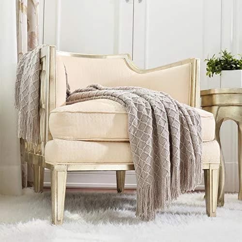CREVENT Farmhouse Knit Throw Blanket 127cm x 152cm | Soft Warm Cozy Light Weight for Spring Summer thumbnail 1
