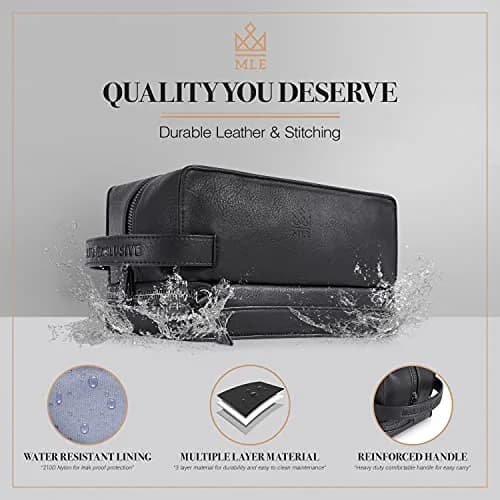 MAKE LIFE EXCLUSIVE Men's Leather Toiletry Bag, Travel Dopp Kit, Shave Kit | Waterproof, 2-Compartment, Stylish thumbnail 5