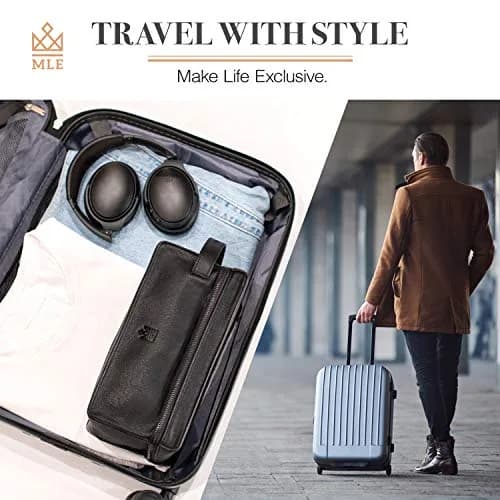 MAKE LIFE EXCLUSIVE Men's Leather Toiletry Bag, Travel Dopp Kit, Shave Kit | Waterproof, 2-Compartment, Stylish thumbnail 6