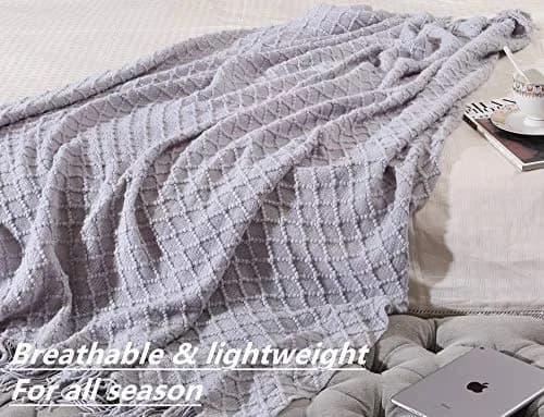 CREVENT Rustic Farmhouse Couch Sofa Throw Blanket 50''X60'' Light Grey | Cozy Spring & Summer Decor thumbnail 3