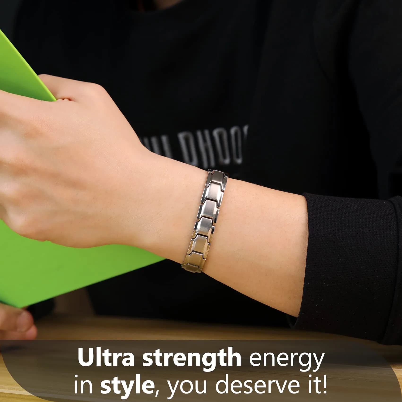 Feraco Magnetic Bracelet Titanium Steel 22cm (8.66 inch) | 18 Neodymium Magnets - view 9