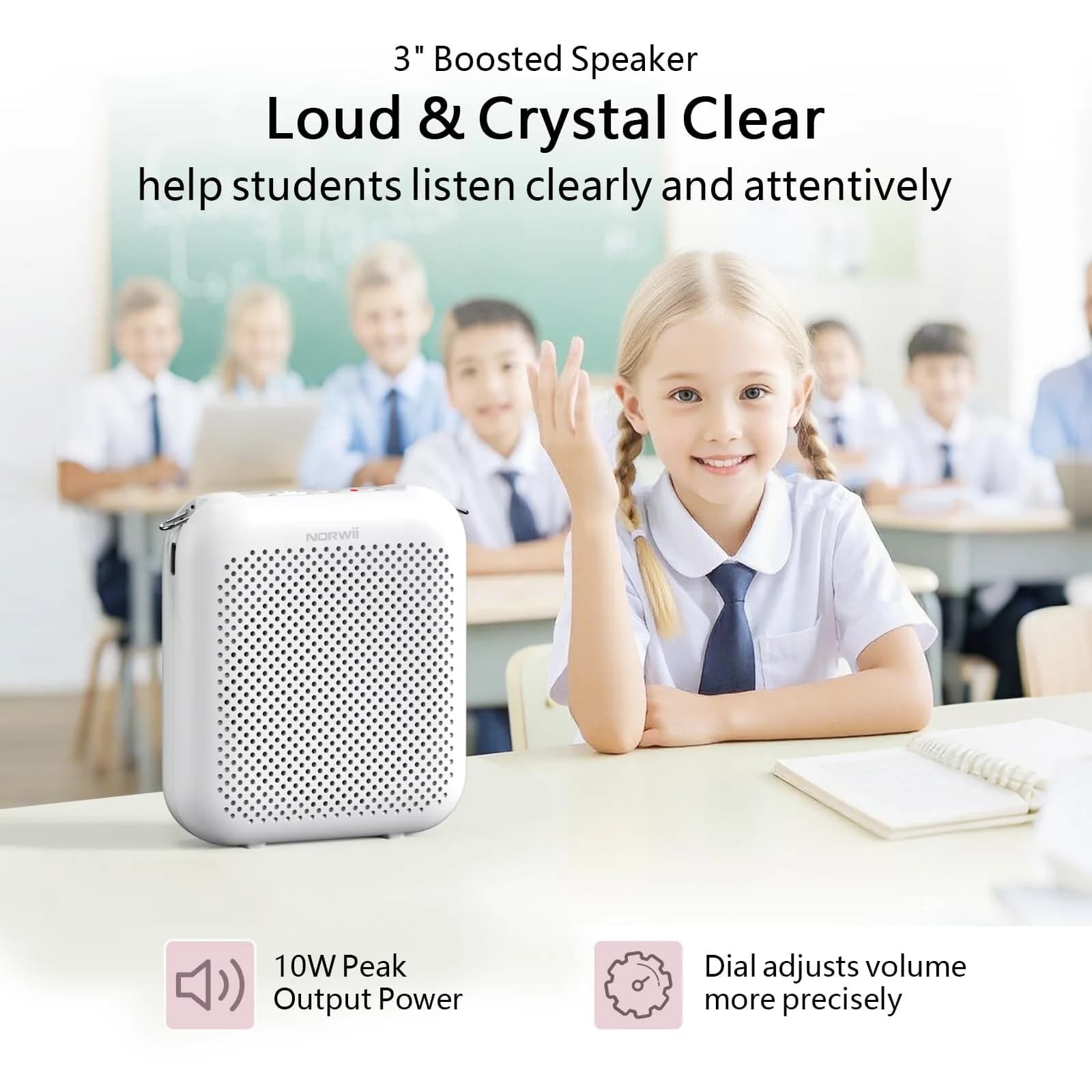 Norwii Portable Voice Amplifier with Wired Headset Microphone | 10W Output, 15-30 Hours Battery - view 3