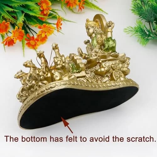 alikiki Lord Surya Statue - Antique Gold Polystone 19.05cm (7.5") | Hand-Painted Hindu God Idol thumbnail 5