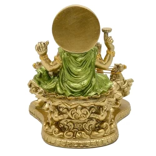 alikiki Lord Surya Statue - Antique Gold Polystone 19.05cm (7.5") | Hand-Painted Hindu God Idol thumbnail 9