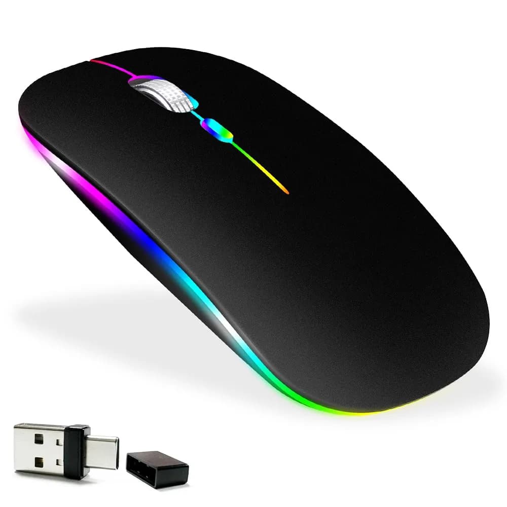 KLO Rechargeable Wireless Mouse - Black, Bluetooth 5.2/3.0, Type-C & 2.4G USB - main product image