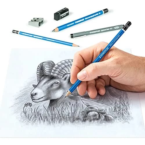 Staedtler Mars Lumograph Art Set | Drawing Kit with Pencils, Pens, Eraser & Sharpener (12 Piece) for Artists & Students thumbnail 3