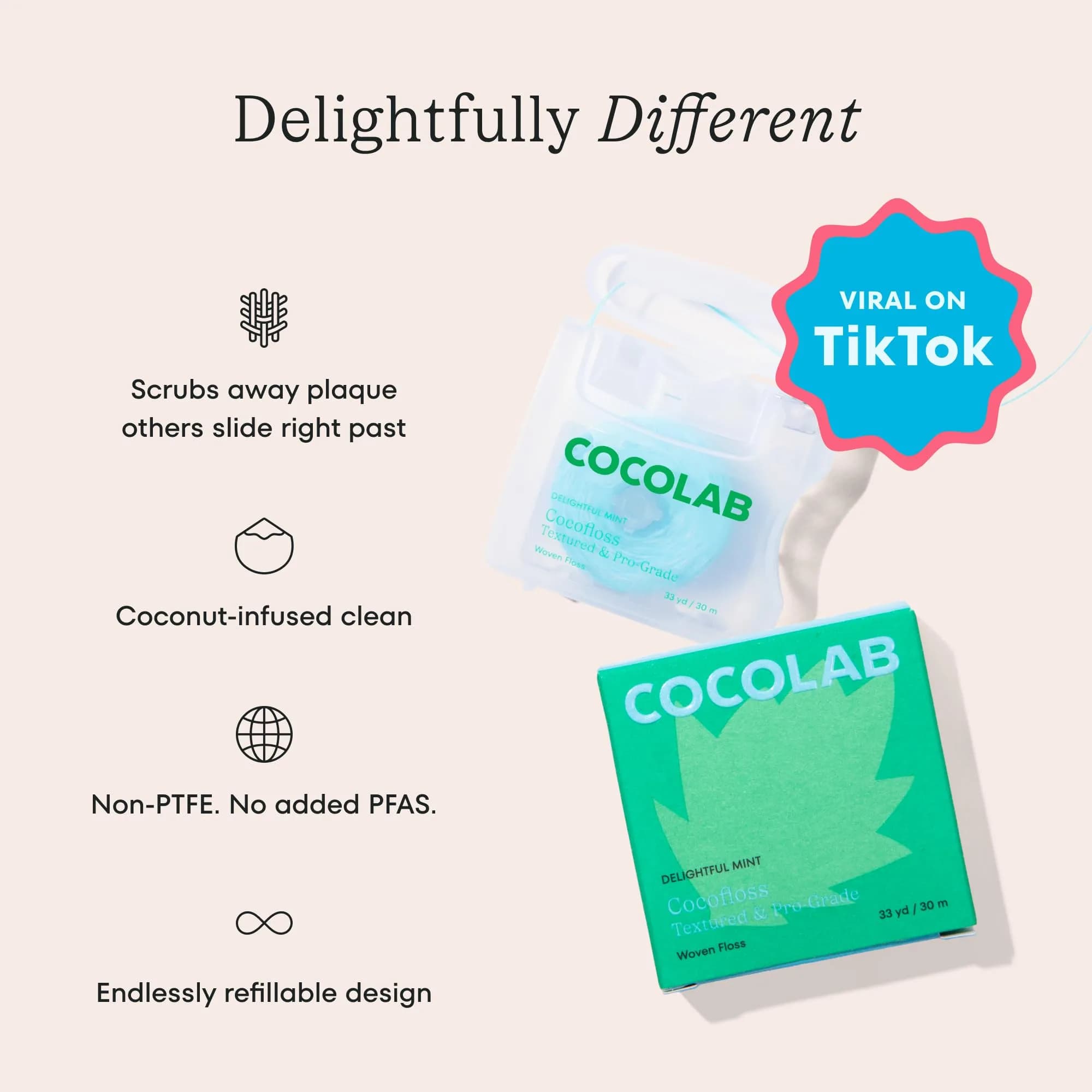Cocolab Cocofloss Expanding Woven Dental Floss Mint 99ft (Pack of 1) - view 2