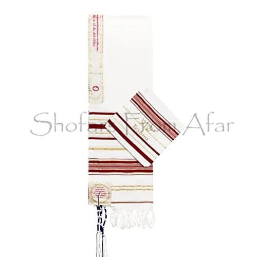 Shofars From Afar The Blood of Yeshua Jesus Red Tallit Prayer Shawl with Matching Yeshua Tallit Zipper Bag | Faithful Red & Gold Design (72x22 inches) thumbnail 4