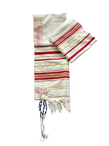 Shofars From Afar The Blood of Yeshua Jesus Red Tallit Prayer Shawl with Matching Yeshua Tallit Zipper Bag | Faithful Red & Gold Design (72x22 inches) thumbnail 5