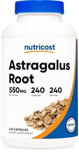 Nutricost Astragalus Capsules 550mg (240 Count, 240 Servings) | Gluten-Free Herbal Supplement for Adults thumbnail 1