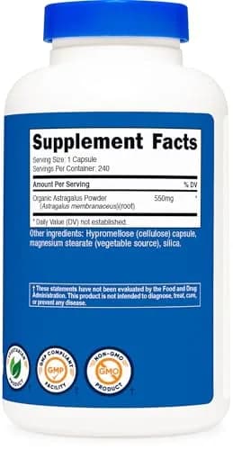 Nutricost Astragalus Capsules 550mg (240 Count, 240 Servings) | Gluten-Free Herbal Supplement for Adults thumbnail 5
