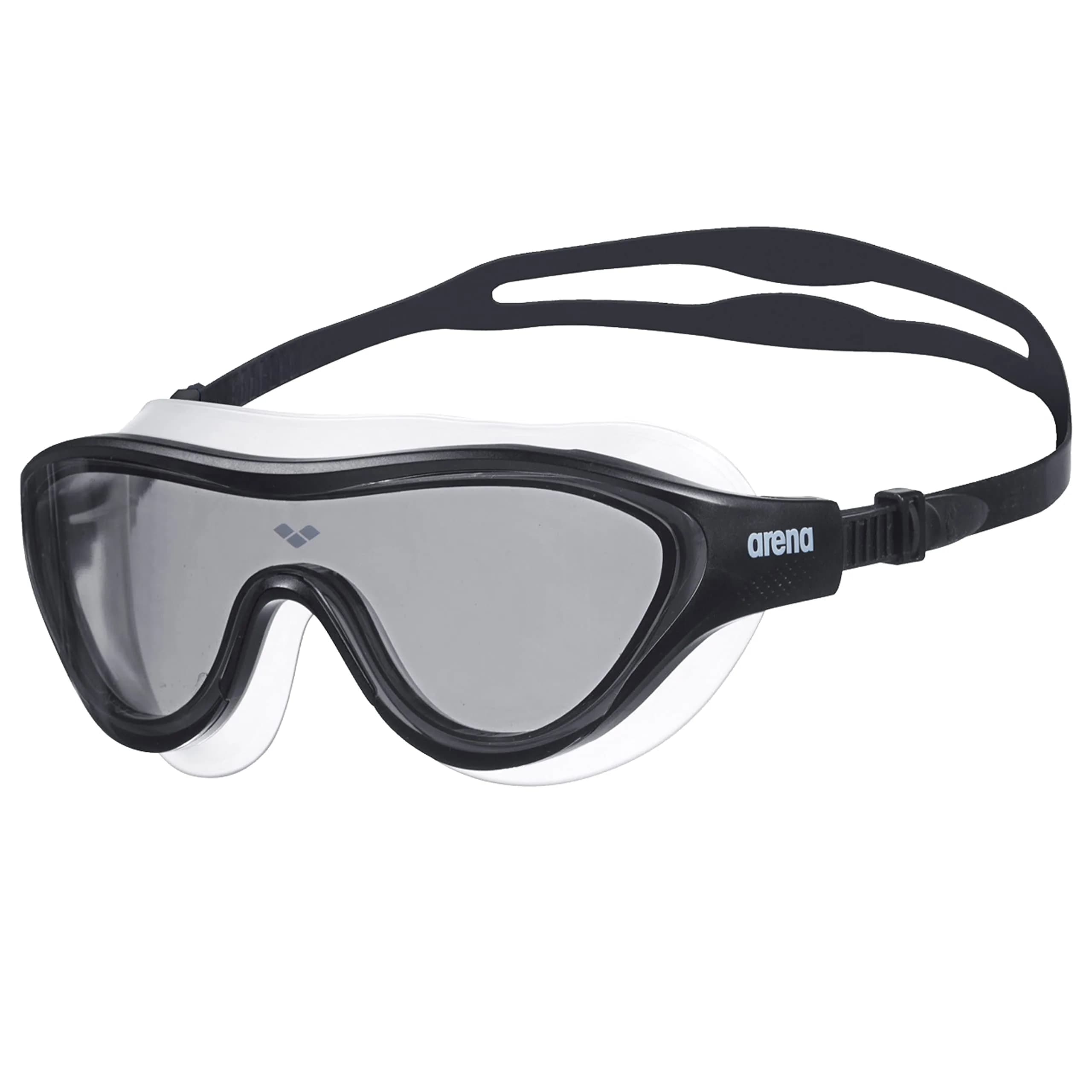 ARENA Unisex The One Swim Mask Large Fit Polycarbonate Non-Mirror Lens | Crystal Clear Vision & Comfort — Smoke/Black / One Size