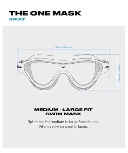 ARENA Unisex The One Swim Mask Large Fit Polycarbonate Non-Mirror Lens Smoke/Black | Comfortable, Crystal-Clear Vision thumbnail 4