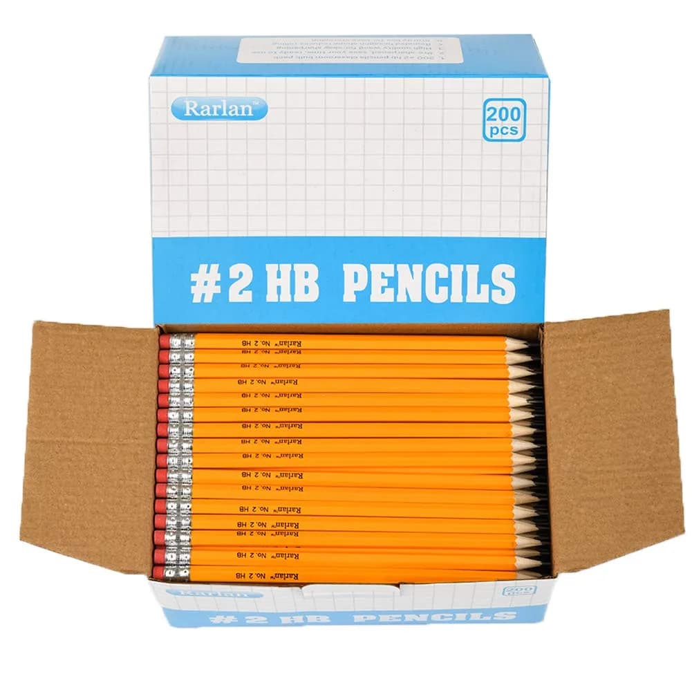 Rarlan #2 HB Pencils, Pre-sharpened, 200 Count Bulk Pack | Smooth Writing Instrument for Students - main product image