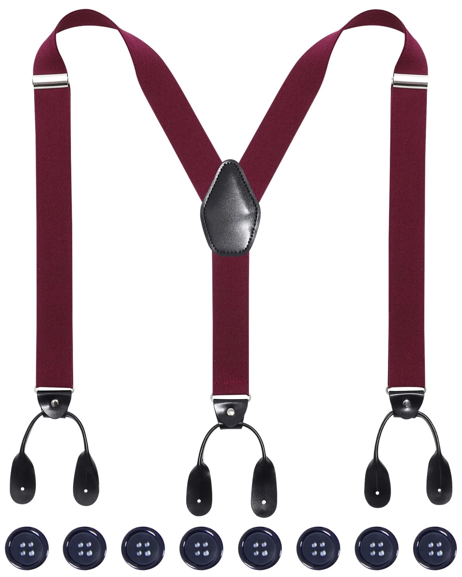 Kajeer Men's Y-Back Elastic Button Suspenders with Leather Ends, Adjustable 110cm (43") | Tuxedo & Casual Wear