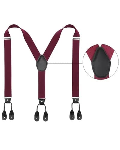 Kajeer Men's Y-Back Elastic Button Suspenders with Leather Ends, Adjustable 110cm (43") | Tuxedo & Casual Wear thumbnail 2