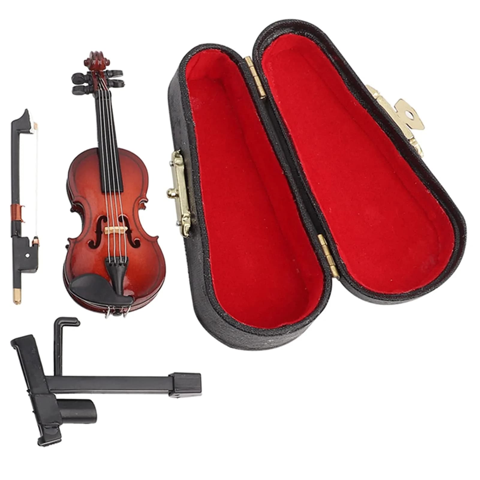 HEEPDD Miniature Violin Model 8cm (3.15in) | Wooden Dollhouse Accessory with Bow, Stand, Case | Traditional Music Theme - main product image