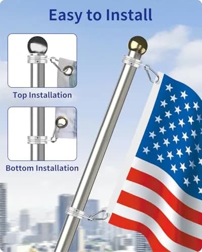 Loretoy 2 Pack Aluminum Alloy Flag Pole Rings 1.27 cm (1.25 Inch) | 360 Degree Rotating Anti-Wrap Design thumbnail 6