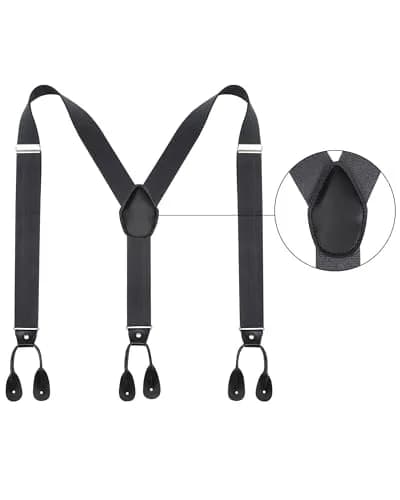 Kajeer Men's Y-Back Button Suspenders - Adjustable Elastic Tuxedo Suspenders (Dark Gray) thumbnail 2