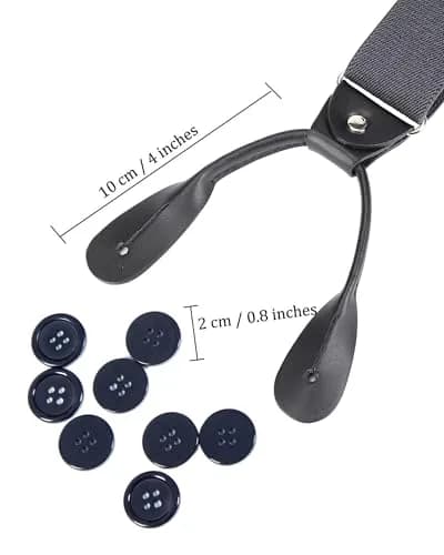 Kajeer Men's Y-Back Button Suspenders - Adjustable Elastic Tuxedo Suspenders (Dark Gray) thumbnail 3