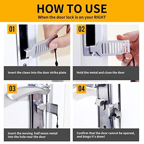 ozozo Portable Door Lock for Travel - Improved Security Device for Hotels & Apartments, Silver (1.18" x 3.15" x 0.4") thumbnail 5