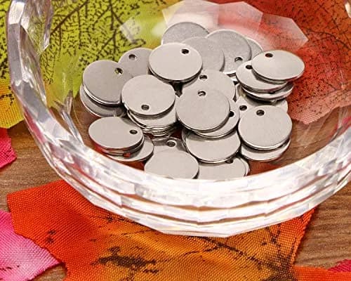 Shapenty 10mm Round Stainless Steel Stamping Tag Pendants, 50PCS | DIY Jewelry Making Charms thumbnail 5