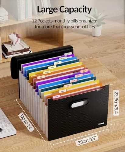 Sooez Accordion File Organizer, 13-Pocket Expanding File Folder Letter Size | Acid-Free Paper for Secure Document Storage thumbnail 4