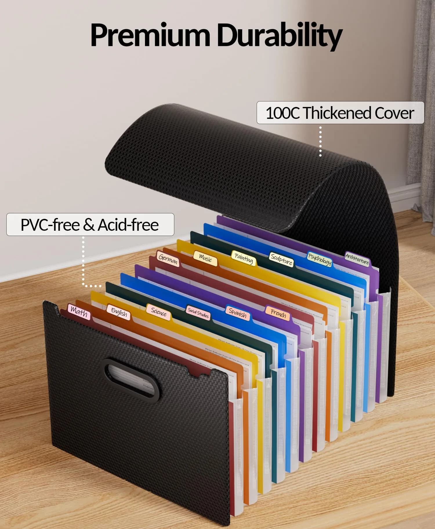 Sooez Accordion File Organizer, 13-Pocket Expanding File Folder Letter Size | Acid-Free Paper for Secure Document Storage - view 5