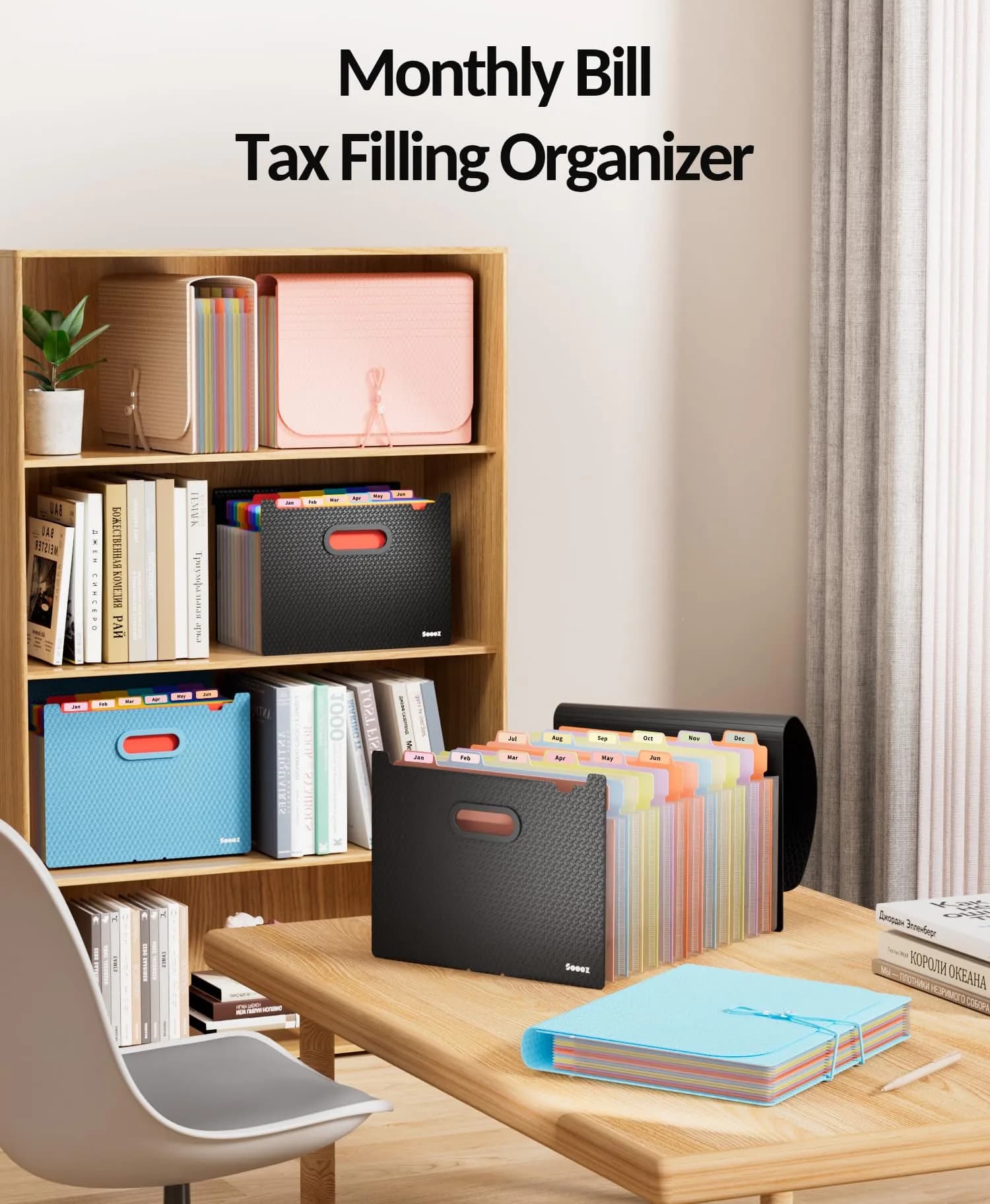 Sooez Accordion File Organizer, 13-Pocket Expanding File Folder Letter Size | Acid-Free Paper for Secure Document Storage - view 7