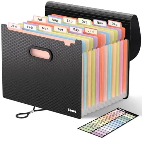 Sooez Accordion File Organizer, 13-Pocket Expanding File Folder Letter Size | Acid-Free Paper for Secure Document Storage thumbnail 1