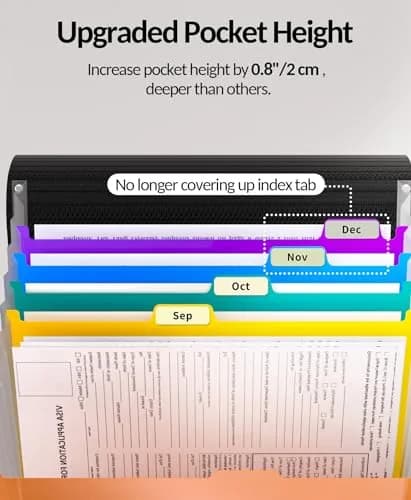 Sooez Accordion File Organizer, 13-Pocket Expanding File Folder Letter Size | Acid-Free Paper for Secure Document Storage thumbnail 3