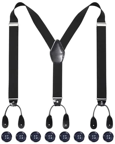Kajeer Men Button Suspender Adjustable Y-Back Elastic Tuxedo Heavy Duty Suspender | Versatile Formal & Casual Support - main product image