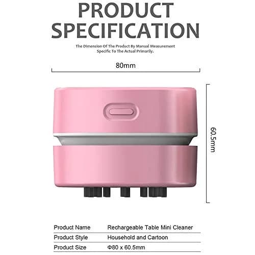 ODISTAR Mini Desktop Vacuum Cleaner Pink AA Battery Powered | Cordless Convenience for Table Dust thumbnail 2