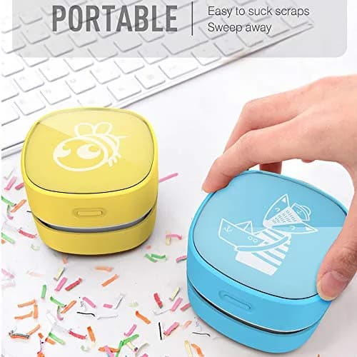 ODISTAR Mini Desktop Vacuum Cleaner Pink AA Battery Powered | Cordless Convenience for Table Dust thumbnail 3