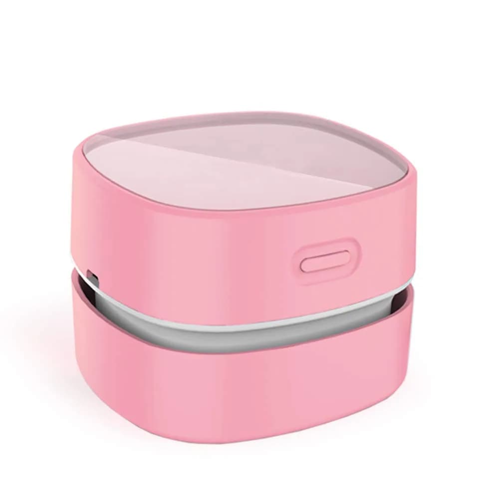ODISTAR Mini Desktop Vacuum Cleaner Red AA Battery Powered | 4 Hours Runtime, 360° Rotatable Design — Pink / USB Rechargeable
