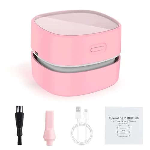 ODISTAR Mini Desktop Vacuum Cleaner Pink | Cordless, Rechargeable, 400 Min Runtime, 1000Pa Suction thumbnail 6