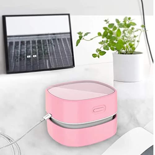 ODISTAR Mini Desktop Vacuum Cleaner Pink | Cordless, Rechargeable, 400 Min Runtime, 1000Pa Suction thumbnail 3