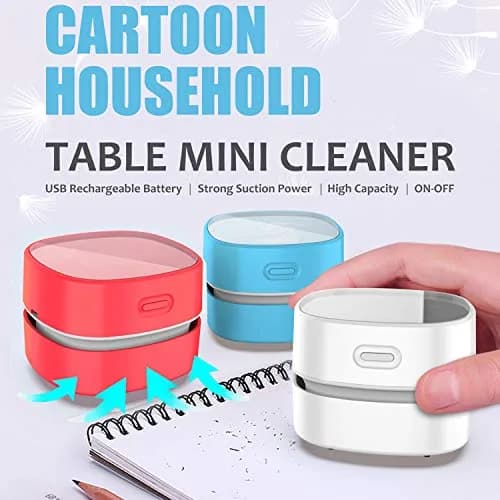 ODISTAR Mini Desktop Vacuum Cleaner Red AA Battery Powered | 4 Hours Runtime, 360° Rotatable Design thumbnail 4