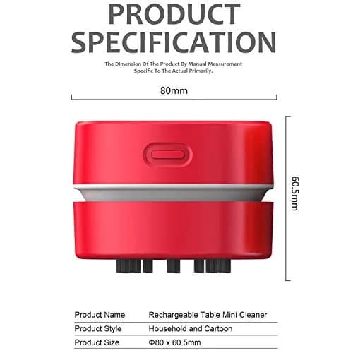 ODISTAR Mini Desktop Vacuum Cleaner Red AA Battery Powered | 4 Hours Runtime, 360° Rotatable Design thumbnail 2