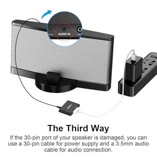 ZIOCOM 30 Pin Bluetooth Adapter Receiver for Bose iPod SoundDock & Speakers 12g (0.42 oz) | Plug, Pair, Play Wireless Audio thumbnail 3