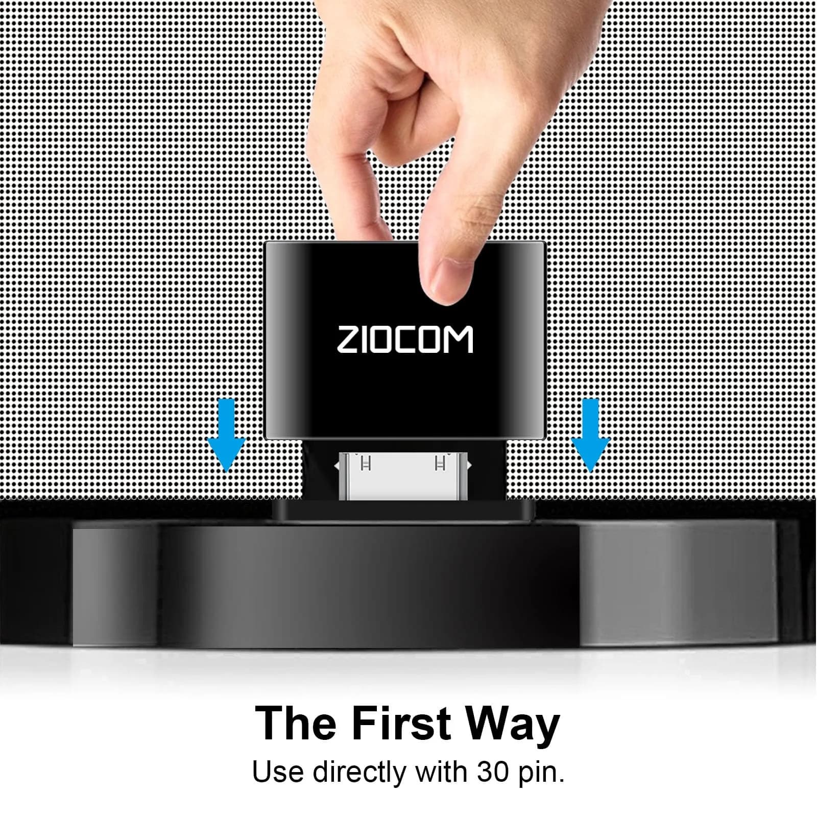 ZIOCOM 30 Pin Bluetooth Adapter Receiver for Bose iPod SoundDock & Speakers 12g (0.42 oz) | Plug, Pair, Play Wireless Audio - main product image