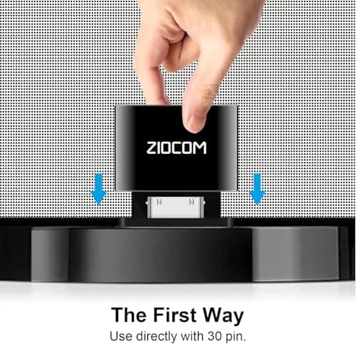 ZIOCOM 30 Pin Bluetooth Adapter Receiver for Bose iPod SoundDock & Speakers 12g (0.42 oz) | Plug, Pair, Play Wireless Audio thumbnail 1