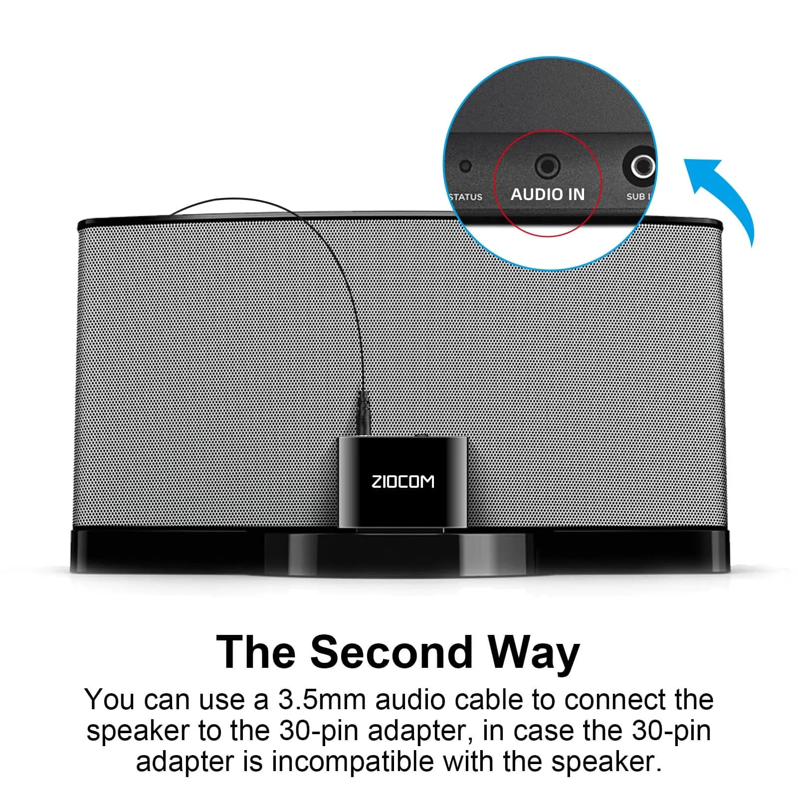 ZIOCOM 30 Pin Bluetooth Adapter Receiver for Bose iPod SoundDock & Speakers 12g (0.42 oz) | Plug, Pair, Play Wireless Audio - view 2