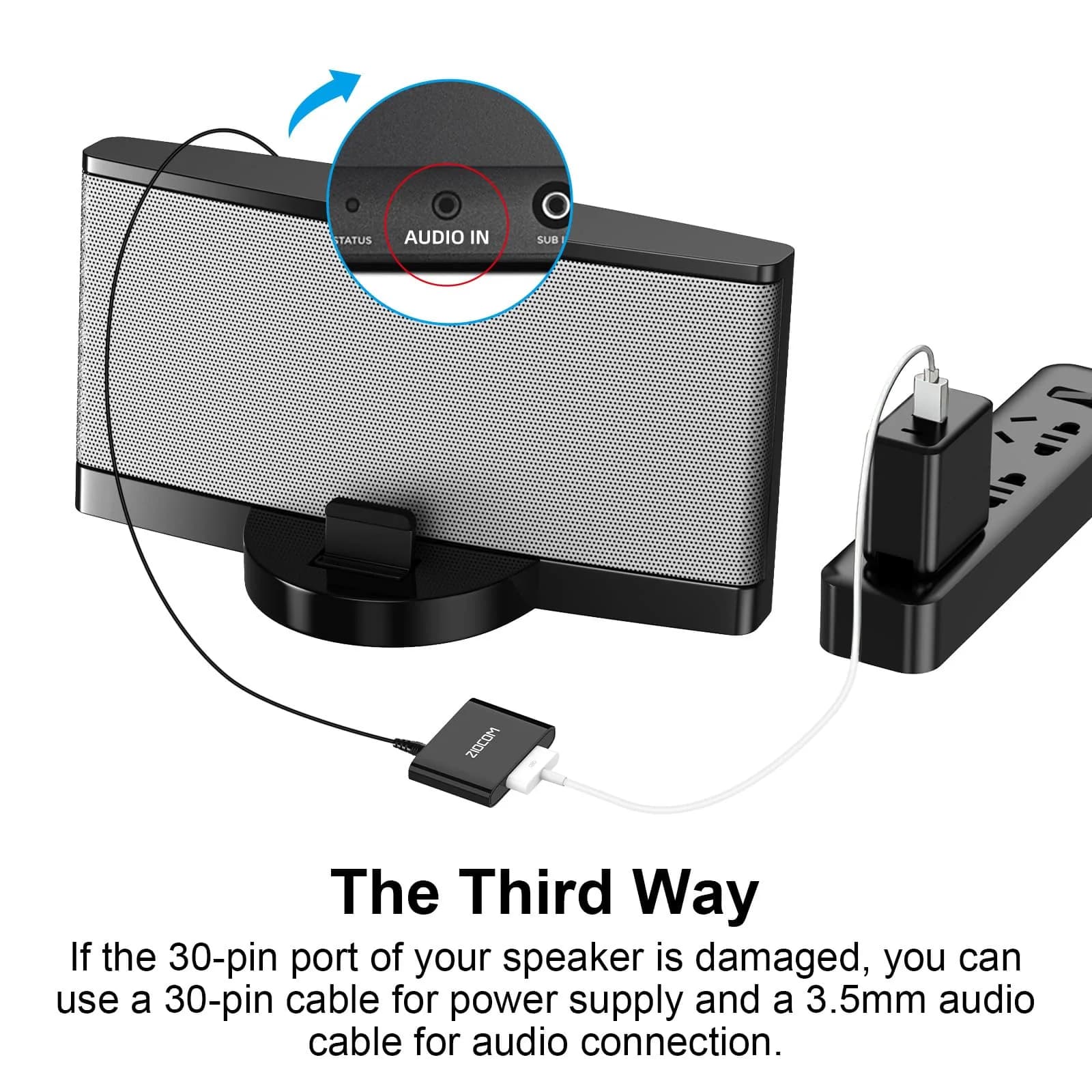 ZIOCOM 30 Pin Bluetooth Adapter Receiver for Bose iPod SoundDock & Speakers 12g (0.42 oz) | Plug, Pair, Play Wireless Audio - view 3