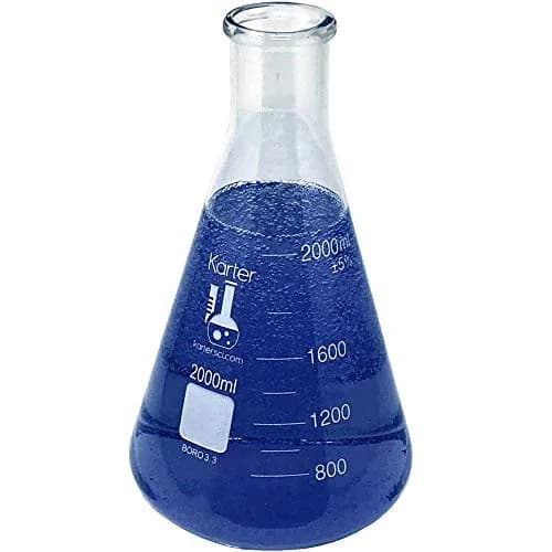 Karter Scientific 2000ml Narrow Mouth Erlenmeyer Flask with Rubber Stopper | 3.3 Borosilicate Glass, Heavy Duty (Single) thumbnail 2