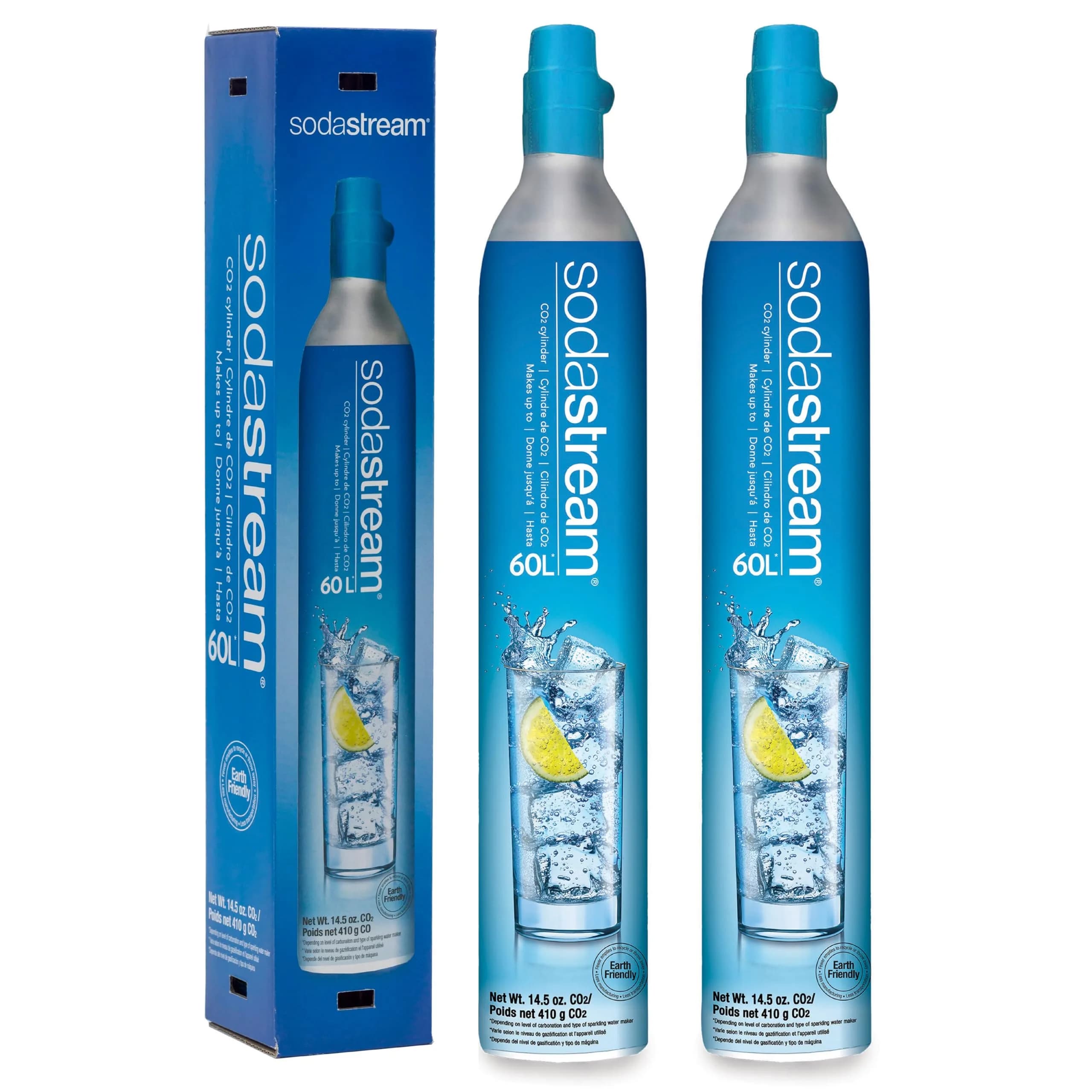 SodaStream CO2 Gas Refill Pack - 2 Blue Screw-in Cylinders (60L Each) | Carbonate Up to 120 Gallons - main product image