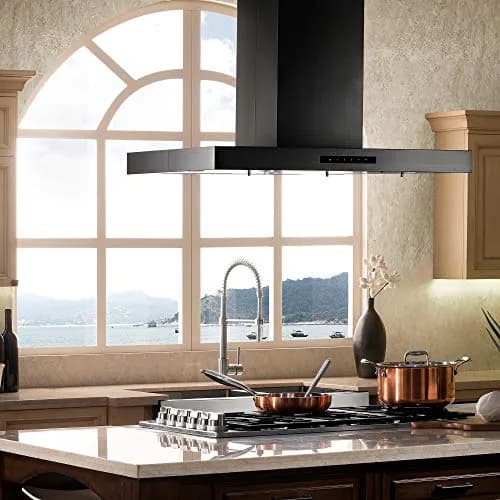 ZLINE Kitchen and Bath 30 in. 400 CFM Convertible Vent Island Range Hood in Black Stainless Steel | Modern Island Mount thumbnail 5